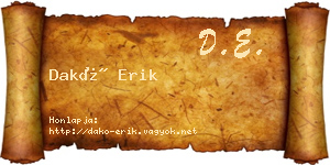 Dakó Erik névjegykártya